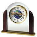 Howard Miller Derrick Glass Arch Alarm Clock w/ Rosewood Sides (Full Color)